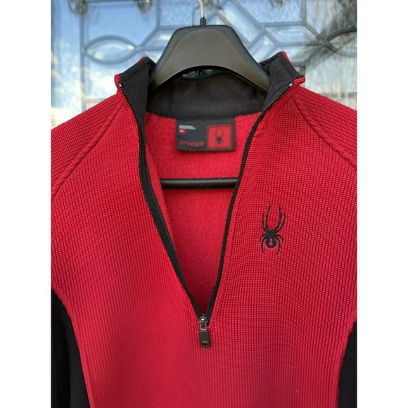 SOLD ⛄️⛄️😍Spyder Mens Sweater Half Zip Fleece Red Black Pullover Sweater - Picture 7 of 8